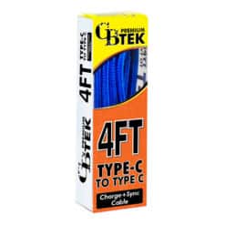CBTEK Type-C to Type-C 4ft Charging Cables in Blue Nylon