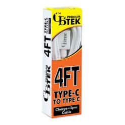 CBTEK Type-C to Type-C 4ft Charging Cables in White Nylon