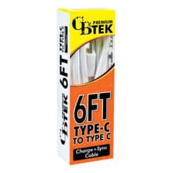 CBTEK Type-C to Type-C 6ft Charging Cables in White Nylon