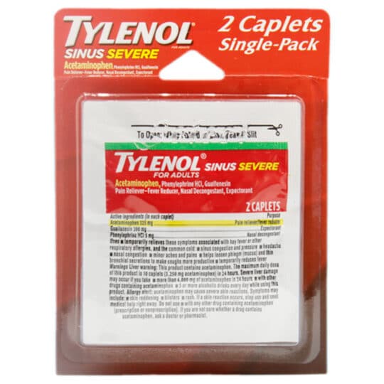 Tylenol Sinus Severe Select One 2-pack peggable Dispenser Box