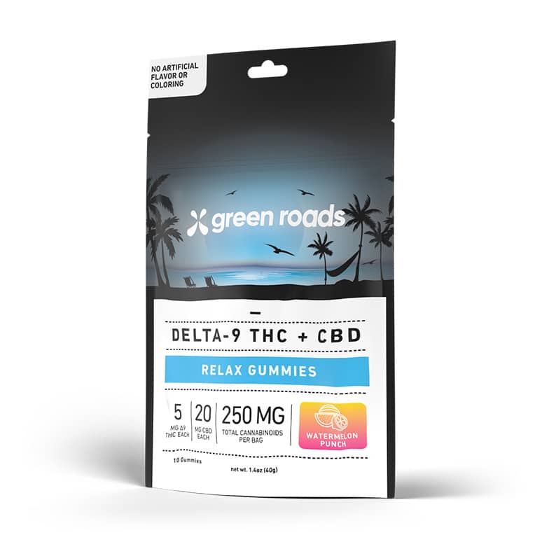 93-180-WP-10CT–GR D9 CBD Relax Watermelon Punch 10ct Bag Front