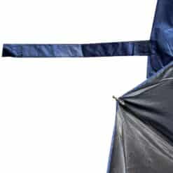 Showing umbrella velcro strap for closing and a corner of inside umbrella. protector lining.