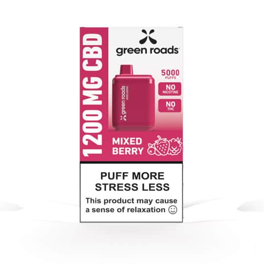 Green Roads Mixed Berries 1200MG CBD Vape box front.