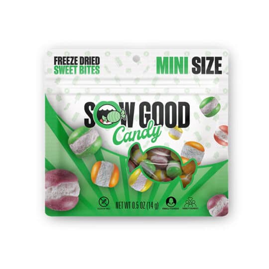 90-280SW-M--bag-FRONT Sow Good Sweet Bites Mini 0.5oz bag front shown.