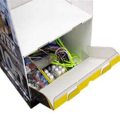 Bonus storage at the bottom of the CBTEK 10-foot Floor Prepack Display.