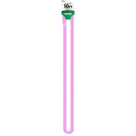 CBTEK Type-C 10ft Nylon Hanging Cable shown in light pink color.
