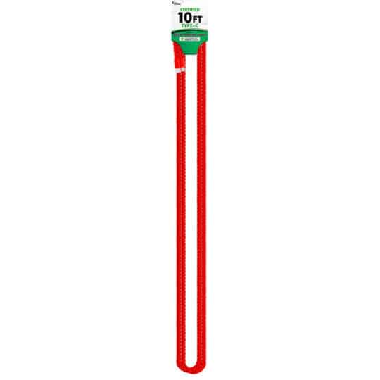 CBTEK Type-C 10ft Nylon Hanging Cable shown in red color.