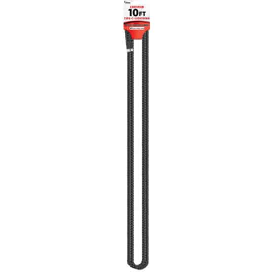 CBTEK iPhone Type-C 10ft Nylon Hanging Cable shown in black color.