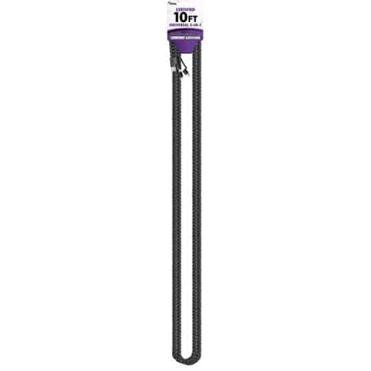 CBTEK 3-in-1 10ft Nylon Hanging Cable shown in black color.