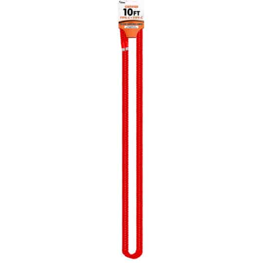 CBTEK Type-C to Type-C 10ft Nylon Hanging Cable shown in red color.