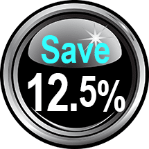 Save 12.5 percent black colored button