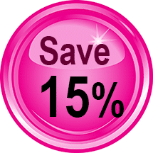 Save 15 percent colorful dark pink button