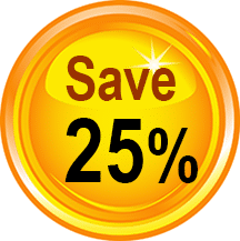 Save 25 percent colorful dark yellow button