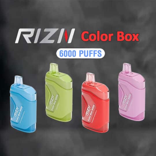 RIZN Color Box 6000 Puffs vapes in 4 flavors.