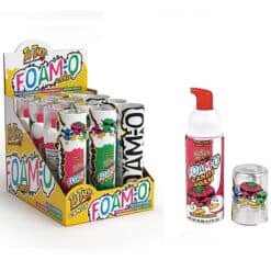 Foam O'Candy Foam Pump display with 3 fruity flavors.