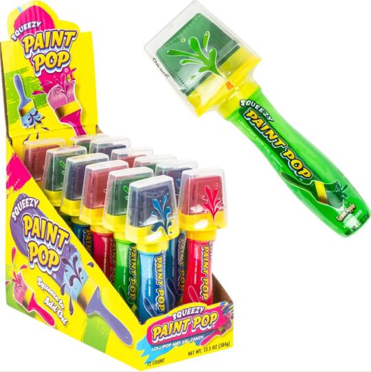 Squeezy Paint Pop Candy display with 1 each in full view.