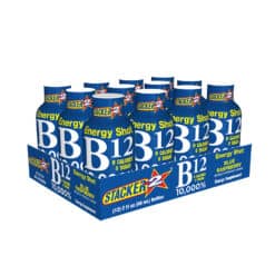 Stacker 2 B12 Blue Raspberry 2oz Shots display of 12.