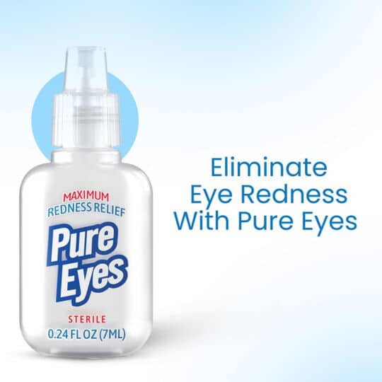 Pure Eyes eye drops bottle.
