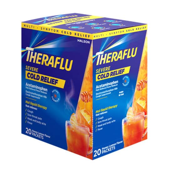 TheraFlu 1 pack dispenser box for your worst cold symptoms. 20 packs per display.