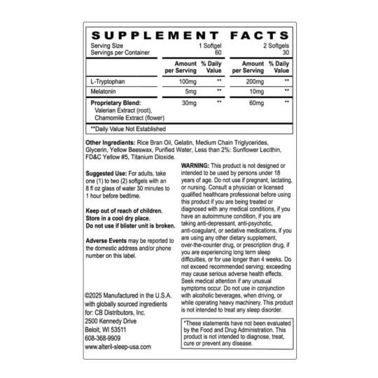 60 ct softgels facts label back panel