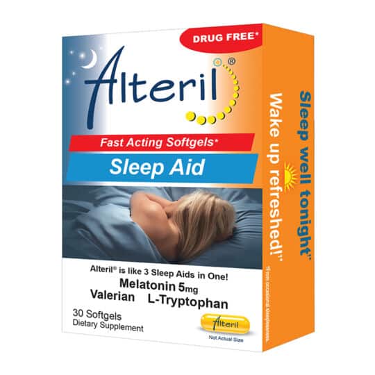 Alteril sleep aid 60ct softgels. right view.