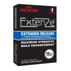 Extenze 15 count maximum strength gelcaps left angle view