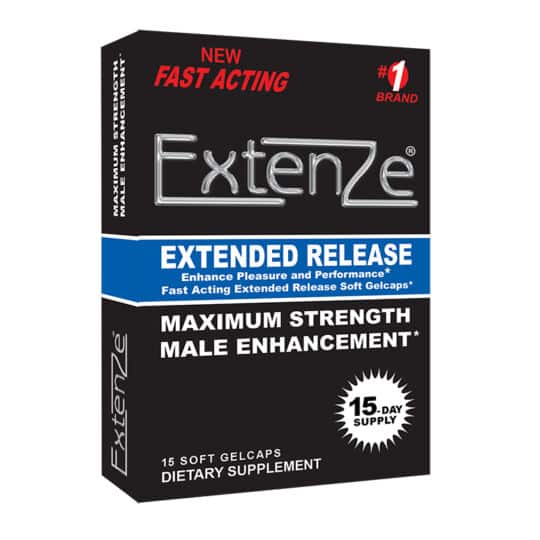 Extenze 15 count maximum strength gelcaps left angle view