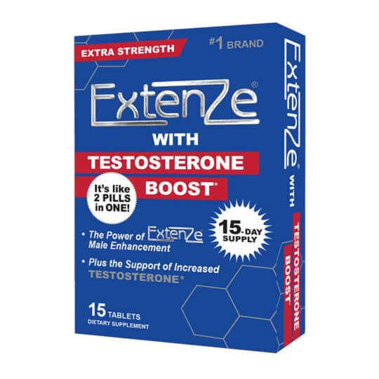 Extenze Testosterone Boost 15 count box right angle view
