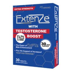 Extenze Testosterone Boost 30 count box right angle view