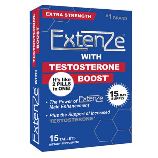 Extenze Testosterone Boost 15 count box left angle view