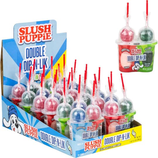 SLUSH PUPPiE Double Dip-N-Lik display with eaches shown.