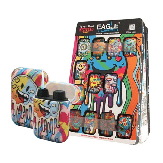 Eagle Torch Lighter POD E Design counter display with 12 lighters. on each side