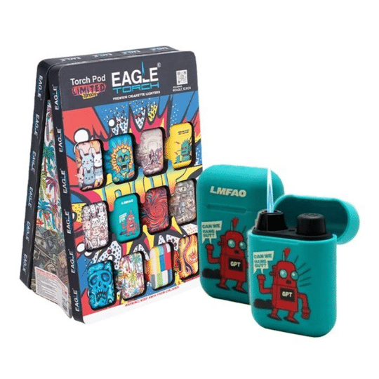 Eagle Torch Lighter POD E Design counter display with 12 lighters. on each side